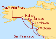Ver el itinerario del Crucero Alaska Pasaje Interior