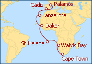 Ver el itinerario del Crucero de Sudafrica a Espa�a