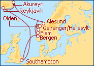 Ver el itinerario del Crucero Fiordos Noruegos e Islandia