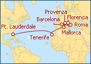 Ver el itinerario del Crucero De Florida a Italia