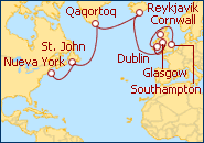 Ver el itinerario del Crucero Aventura Transatlantica de Londres a Nueva York