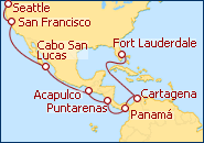 Ver el itinerario del Crucero Estados Unidos, Mexico, Costa Rica, Panama y Colombia desde Seattle 2012