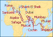 Itinerario Mediterraneo, India - Asia: desde Roma a Singapur