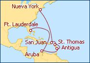 Ver el itinerario del Crucero Caribe Sur: desde Nueva York a Ft. Lauderdale