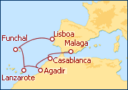 Ver el itinerario del Crucero Desde Malaga a Portugal