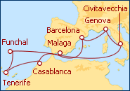 Ver el itinerario del Crucero Espa�a, Portugal, Italia, Marruecos