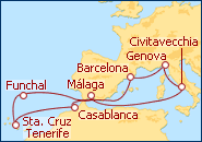 Ver el itinerario del Crucero Espa�a, Marruecos, Portugal, Italia