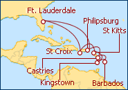 Ver el itinerario del Crucero Caribe del Sur