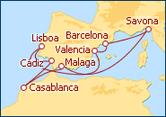 Ver el itinerario del Crucero Italia, Marruecos, Portugal 
