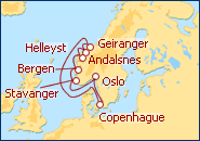 Ver el itinerario del Crucero Dinamarca y Fiordos Noruegos II