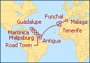 Ver el itinerario del Crucero Caribe, Espa�a, Portugal
