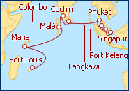 Ver el itinerario del Crucero Malasia, Maldivas, Seychelles, Mauricio 2013