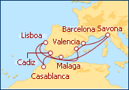 Ver el itinerario del Crucero Italia, Marruecos, Portugal