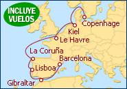 Ver el itinerario del Crucero Alemania, Francia, Espa�a, Portugal, Gibraltar, Italia