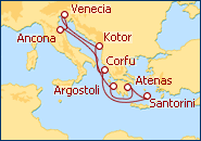 Ver el itinerario del Crucero Italia, Grecia y Montenegro