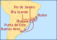 Ver el itinerario del Crucero Ilha Grande, Buzios, Rio de Janeiro, Ilhabela y Punta del Este