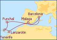 Ver el itinerario del Crucero M�laga e Islas Canarias Mayores de 55 a�os