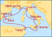 Ver el itinerario del Crucero Italia, Francia, T�nez