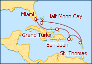 Ver el itinerario del Crucero Estados Unidos, Bahamas, Islas Virgenes, Puerto Rico e Islas Turcas