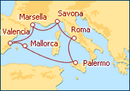 Ver el itinerario del Crucero Baleares, Francia, Italia