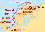 Ver el itinerario del Crucero Fiordos Noruegos y Cabo Norte