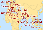 Ver el itinerario del Crucero Gran Crucero por India, Oriente Medio hasta Europa 2013