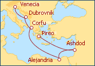 Ver el itinerario del Crucero De Atenas  a Venecia 