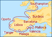 Ver el itinerario del Crucero De Barcelona a Southampton				