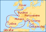 Ver el itinerario del Crucero De Dover a Roma
