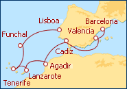 Ver el itinerario del Crucero De Lisboa a Barcelona