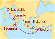 Ver el itinerario del Crucero De Roma a Atenas