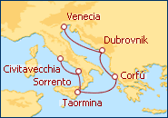 Ver el itinerario del Crucero De Roma a Venecia