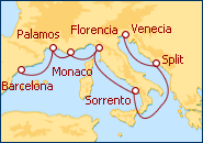 Itinerario de Venecia a Barcelona