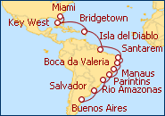 Ver el itinerario del Crucero de Rio a Miami