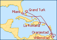 Ver el itinerario del Crucero Estados Unidos, Islas Turcas, Rep. Dominicana y Antillas Holandesas