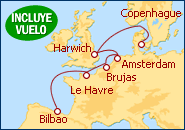 Ver el itinerario del Crucero Travesia Copenhague - Bilbao
