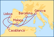 Ver el itinerario del Crucero Italia, Espa�a, Portugal, Marruecos