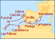 Ver el itinerario del Crucero Espa�a, Marruecos, Canarias, Portugal