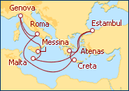 Ver el itinerario del Crucero Italia,Grecia,Turquia