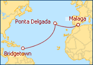 Ver el itinerario del Crucero Transatl�ntico de Barbados a M�laga