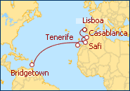 Ver el itinerario del Crucero Transatl�ntico de Lisboa a Barbados