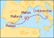Ver el itinerario del Crucero Transatlantico de Malaga a Roma