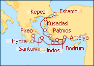 Ver el itinerario del Crucero Grecia y Turquia en yate 