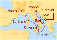 Ver el itinerario del Crucero De Venecia a Monte Carlo
