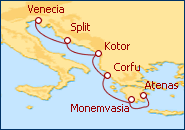 Ver el itinerario del Crucero Grecia, Montenegro, Croacia e Italia