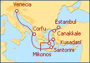 Ver el itinerario del Crucero Italia, Grecia y Turquia III