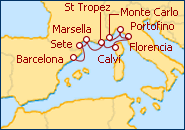 Ver el itinerario del Crucero Italia y Francia
