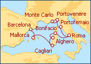 Ver el itinerario del Crucero Italia y Francia