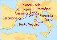 Ver el itinerario del Crucero Francia, Monaco e Italia
