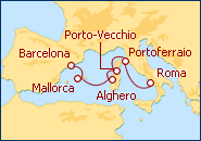 Ver el itinerario del Crucero De Barcelona a Roma I